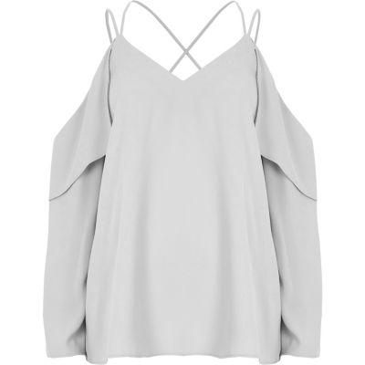 River Island Womens Cold Shoulder Cross Back Blouse