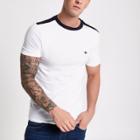 River Island Mens White Muscle Fit Wasp Embroidery T-shirt