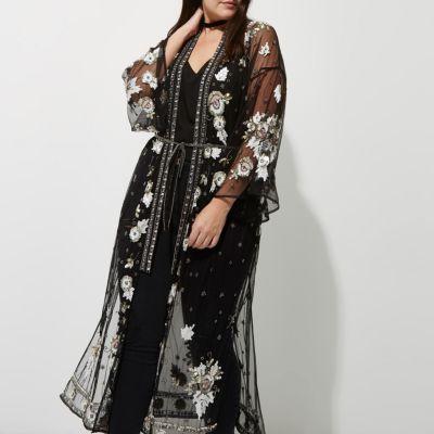 River Island Womens Plus Mesh Embellished Kimono