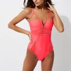 River Island Womens V Front Mesh Insert Strappy Swimsuit