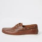 River Island Mens Leather Lace-up Boat Shoes