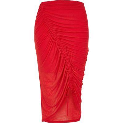River Island Womens Asymmetric Ruched Jersey Pencil Skirt