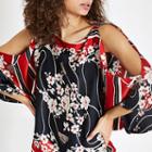 River Island Womens Scarf Print Cold Shoulder Top