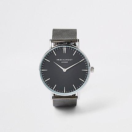 River Island Mens Gun Metal Mr Beaumont Watch