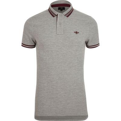 River Island Mens Marl Slim Fit Tipped Polo Shirt