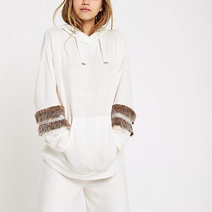 River Island Womens Faux Fur Trim Pyjama Hoodie