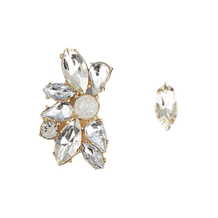 River Island Womens Silver Tone Gem Asymmetric Earrings