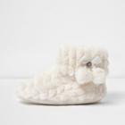 River Island Womens Quilted Faux Fur Pom Pom Boot Slippers