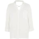 River Island Womens White Cross Back Loose Fit Shirt