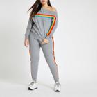 River Island Womens Plus Rainbow Side Stripe Knitted Jogger