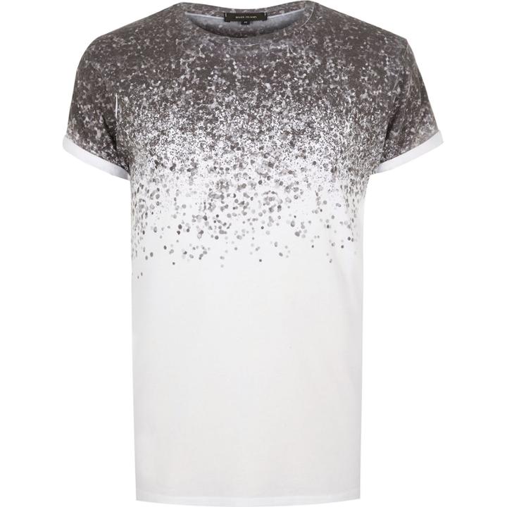 River Island Menswhite Splatter Print T-shirt