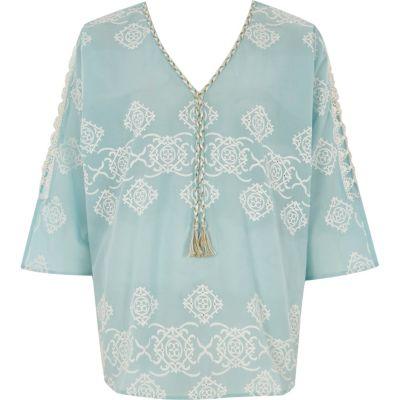 River Island Womens Lace Tie Neck Smock Top