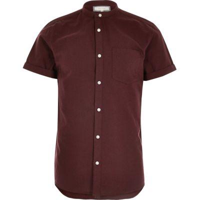 River Island Mens Oxford Grandad Short Sleeve Shirt