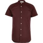 River Island Mens Oxford Grandad Short Sleeve Shirt
