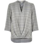 River Island Womens Check Wrap Front V-neck Blouse