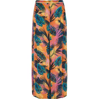 River Island Womens Tropical Split Front Maxi Beach Skirt