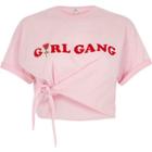 River Island Womens 'girl Gang' Front Knot Cropped T-shirt