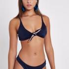 River Island Womens Rib Reversible Knot Front Bikini Top