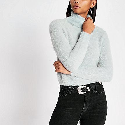 River Island Womens Roll Neck Long Sleeve Fluffy Jumper
