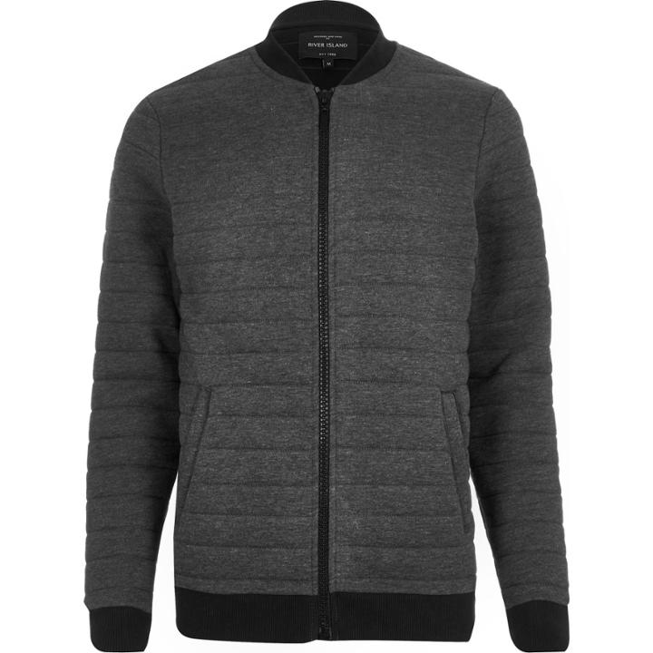 River Island Mensdark Quilted Bomber Jackets
