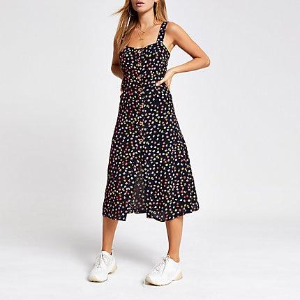 River Island Womens Ditsy Floral Print Button Front Dress