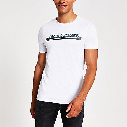 Mens Jack And Jones White Printed T-shirt