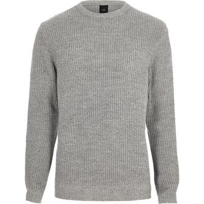 River Island Mens Crew Neck Fisherman Sweater