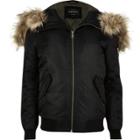 River Island Mens Faux Fur Hooded Bomber Jacket