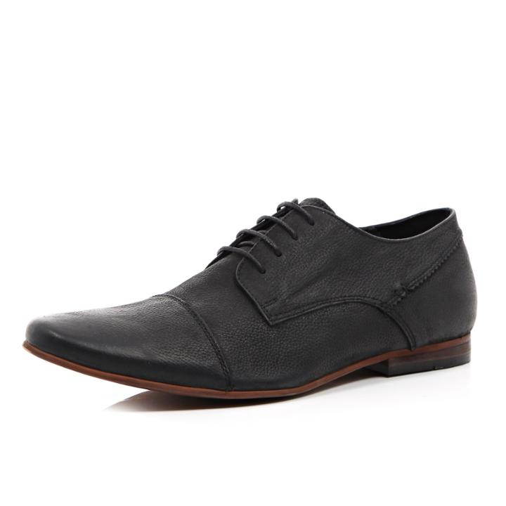 River Island Mensblack Leather Formal Shoes