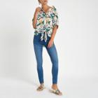 River Island Womens Animal Printed Tie Front Shirt