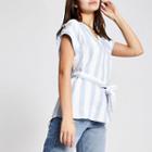 River Island Womens Stripe Tie Waist T-shirt