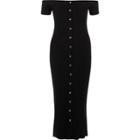 River Island Womens Rib Popper Front Bardot Maxi Dress