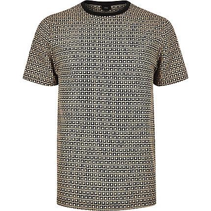 River Island Mens Muscle Fit Ri Monogram T-shirt