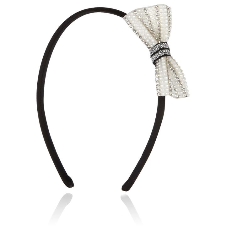 River Island Girls Silver Embellished Bow Hairband