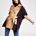 River Island Womens Check Belted Cape Jacket
