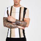 River Island Mens White Stripe Maison Muscle Fit T-shirt