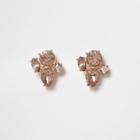 River Island Womens Rose Gold Tone Diamante Cluster Stud Earrings