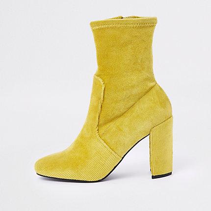 River Island Womens Faux Suede Block Heel Sock Boots