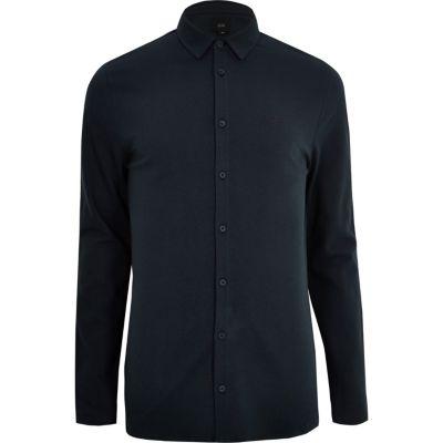 River Island Mens Textured Button-up Long Sleeve Shirt