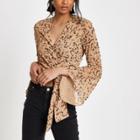 River Island Womens Gold Tie Front Sequin Wrap Top