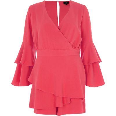 River Island Womens Frill Sleeve Wrap Playsuit