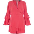 River Island Womens Frill Sleeve Wrap Playsuit