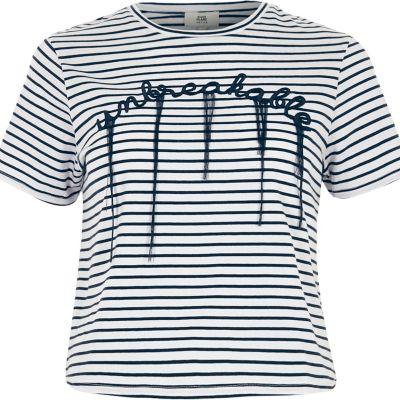 River Island Womens Petite Stripe 'unbreakable' T-shirt