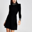 River Island Womens Pearl Embellished Rib Knitted Dress