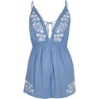 River Island Womens Floral Embroidered Romper