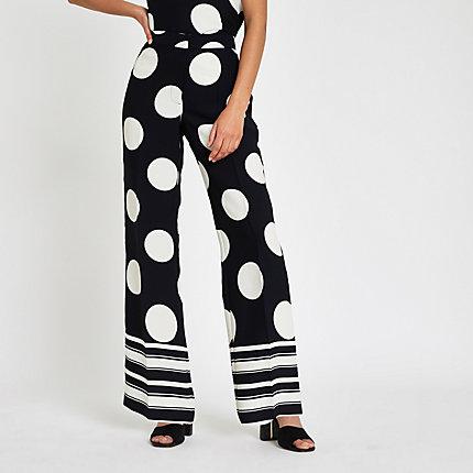 River Island Womens Spot Print Wide Leg Pants