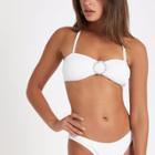 River Island Womens White Textured Pearl Bandeau Bikini Top