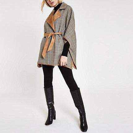 River Island Womens Check Robe Cape Jacket