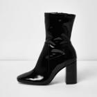 River Island Womens Patent Wide Fit Block Heel Boots