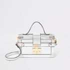 River Island Womens Silver Lock Front Trunk Cross Body Bag